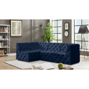  Manufacturer Color_Navy -- Tuft 99" Navy Velvet Upholstered 4 pc Modular Sectional IMAGE 4