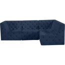  Manufacturer Color_Navy -- Tuft 99" Navy Velvet Upholstered 4 pc Modular Sectional IMAGE 7