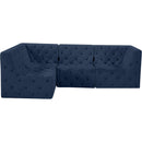  Manufacturer Color_Navy -- Tuft 99" Navy Velvet Upholstered 4 pc Modular Sectional IMAGE 8