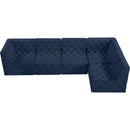  Manufacturer Color_Navy -- Tuft 128" Navy Velvet Upholstered 5 pc Modular Sectional IMAGE 9