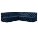 Meridian Tuft Navy Velvet Modular Sectional IMAGE 1