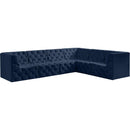  Manufacturer Color_Navy -- Tuft 128" Navy Velvet Upholstered 6 pc Modular Sectional IMAGE 1