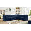  Manufacturer Color_Navy -- Tuft 128" Navy Velvet Upholstered 6 pc Modular Sectional IMAGE 3