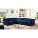  Manufacturer Color_Navy -- Tuft 128" Navy Velvet Upholstered 6 pc Modular Sectional IMAGE 4