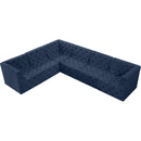  Manufacturer Color_Navy -- Tuft 128" Navy Velvet Upholstered 6 pc Modular Sectional IMAGE 8