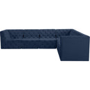  Manufacturer Color_Navy -- Tuft 128" Navy Velvet Upholstered 6 pc Modular Sectional IMAGE 9