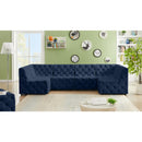  Manufacturer Color_Navy -- Tuft 128" Navy Velvet Upholstered 6 pc Modular Sectional IMAGE 2