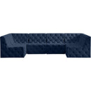  Manufacturer Color_Navy -- Tuft 128" Navy Velvet Upholstered 6 pc Modular Sectional IMAGE 4