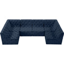  Manufacturer Color_Navy -- Tuft 128" Navy Velvet Upholstered 6 pc Modular Sectional IMAGE 5