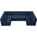 Meridian Tuft Navy Velvet Modular Sectional IMAGE 5