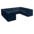  Manufacturer Color_Navy -- Tuft 128" Navy Velvet Upholstered 8 pc Modular Sectional IMAGE 1