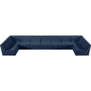  Manufacturer Color_Navy -- Tuft 215" Navy Velvet Upholstered 9 pc Modular Sectional IMAGE 4