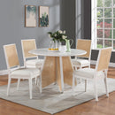  Color_White -- Butterfly 48" White Oak Veneer And Natural Cane Dining Table IMAGE 2