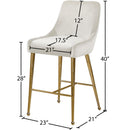  Color_Cream/ Gold -- Owen Cream Velvet Upholstered Counter Stool IMAGE 5