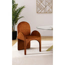  Color_Cognac -- Summer Cognac Velvet Upholstered Dining Arm Chair IMAGE 2