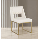  Color_Cream/ Gold -- Jayce Cream Vegan Leather Upholstered Dining Chair IMAGE 2