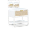  Color_White -- Sage White Solid Wood And Natural Cane Nightstand IMAGE 1