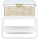  Color_White -- Sage White Solid Wood And Natural Cane Nightstand IMAGE 5