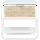  Color_White -- Sage White Solid Wood And Natural Cane Nightstand IMAGE 6