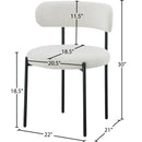  Color_Black/ Cream -- Beacon Cream Boucle Fabric Upholstered Dining Chair IMAGE 7