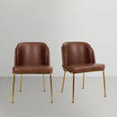  Color_Brown/ Gold -- Jagger Brown Vegan Leather Upholstered Dining Chair IMAGE 2
