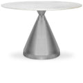  Color_White/Silver -- Emery 48" White Marble Top And Steel Base Dining Table IMAGE 1
