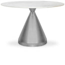  Color_White/Silver -- Emery 48" White Marble Top And Steel Base Dining Table IMAGE 1