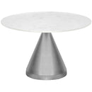  Color_White/Silver -- Emery 48" White Marble Top And Steel Base Dining Table IMAGE 3