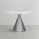  Color_White/Silver -- Emery 48" White Marble Top And Steel Base Dining Table IMAGE 6