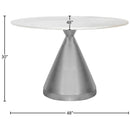  Color_White/Silver -- Emery 48" White Marble Top And Steel Base Dining Table IMAGE 7