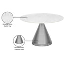  Color_White/Silver -- Emery 48" White Marble Top And Steel Base Dining Table IMAGE 8