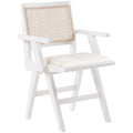  Color_Cream/ White -- Abby Cream Vegan Leather Upholstered Dining Arm Chair IMAGE 1