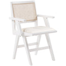  Color_Cream/ White -- Abby Cream Vegan Leather Upholstered Dining Arm Chair IMAGE 1