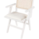  Color_Cream/ White -- Abby Cream Vegan Leather Upholstered Dining Arm Chair IMAGE 6