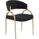  Color_Black/ Brass -- Privet Black Linen Textured Fabric Upholstered Dining Chair IMAGE 1
