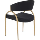  Color_Black/ Brass -- Privet Black Linen Textured Fabric Upholstered Dining Chair IMAGE 3