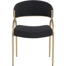  Color_Black/ Brass -- Privet Black Linen Textured Fabric Upholstered Dining Chair IMAGE 4