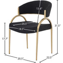  Color_Black/ Brass -- Privet Black Linen Textured Fabric Upholstered Dining Chair IMAGE 6