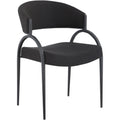  Color_Black -- Privet Black Linen Textured Fabric Upholstered Dining Chair IMAGE 1