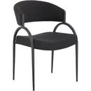  Color_Black -- Privet Black Linen Textured Fabric Upholstered Dining Chair IMAGE 1