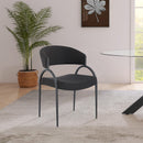  Color_Black -- Privet Black Linen Textured Fabric Upholstered Dining Chair IMAGE 2