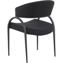  Color_Black -- Privet Black Linen Textured Fabric Upholstered Dining Chair IMAGE 3