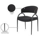  Color_Black -- Privet Black Linen Textured Fabric Upholstered Dining Chair IMAGE 7