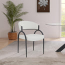  Color_Black/ Cream -- Privet Cream Linen Textured Fabric Upholstered Dining Chair IMAGE 2