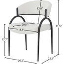  Color_Black/ Cream -- Privet Cream Linen Textured Fabric Upholstered Dining Chair IMAGE 6