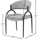  Color_Grey -- Privet Grey Linen Textured Fabric Upholstered Dining Chair IMAGE 6