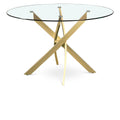  Color_Brushed Gold -- Meridian Round Xander Dining Table with Glass Top and Pedestal Base IMAGE 1