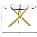  Color_Brushed Gold -- Meridian Round Xander Dining Table with Glass Top and Pedestal Base IMAGE 4