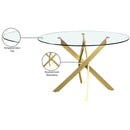  Color_Brushed Gold -- Meridian Round Xander Dining Table with Glass Top and Pedestal Base IMAGE 5