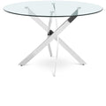  Color_Chrome -- Xander 48" Chrome Glass Top And Iron Base Round Dining Table IMAGE 1